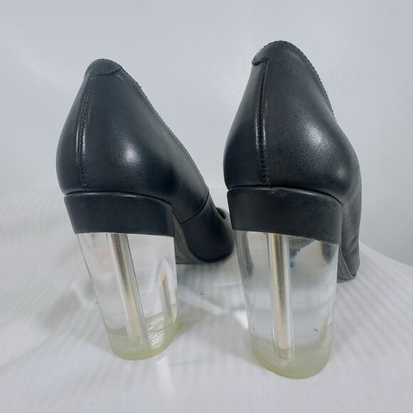 Miista Leather Black Pump Lucite Block Heel Modern Minimalist Size 40 EU (US 9) - Picture 8 of 14